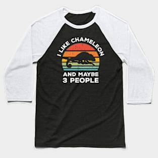 I Like Chameleon and Maybe 3 People, Retro Vintage Sunset with Style Old Grainy Grunge Texture Baseball T-Shirt